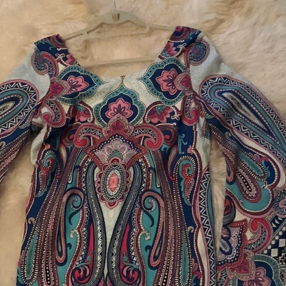 Pink Owl Apparel Dresses & Skirts - NWOT Pink Owl Apparel Paisley Multicolor Dress w/ Unique Shaped Bell Sleeves